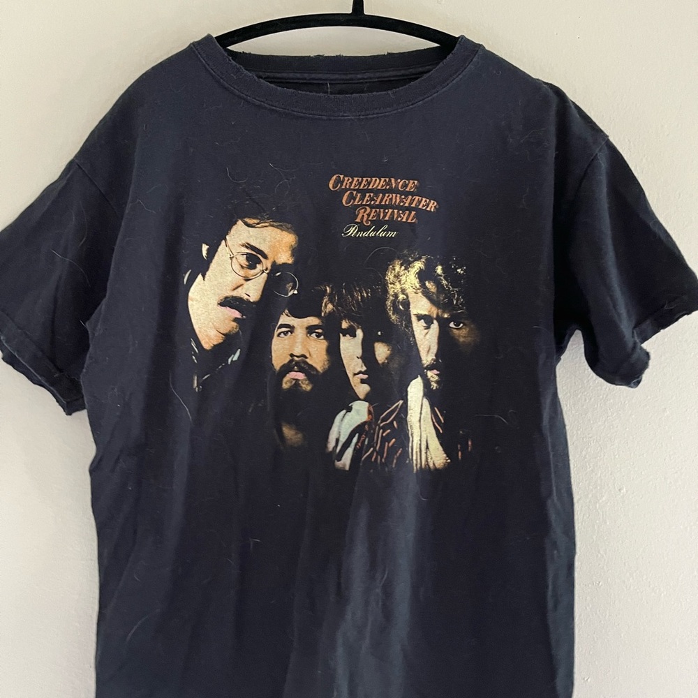 Black semi cropped CCR shirt